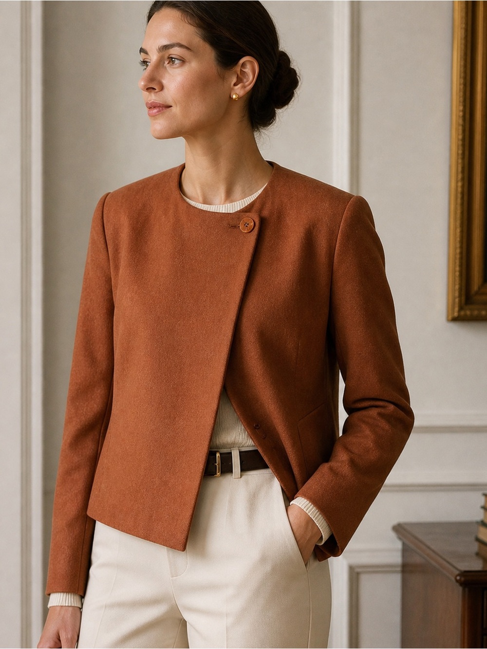 GIORGIO ARMANI Le Collezioni Wool Cashmere Blend Cropped Blazer Size 12